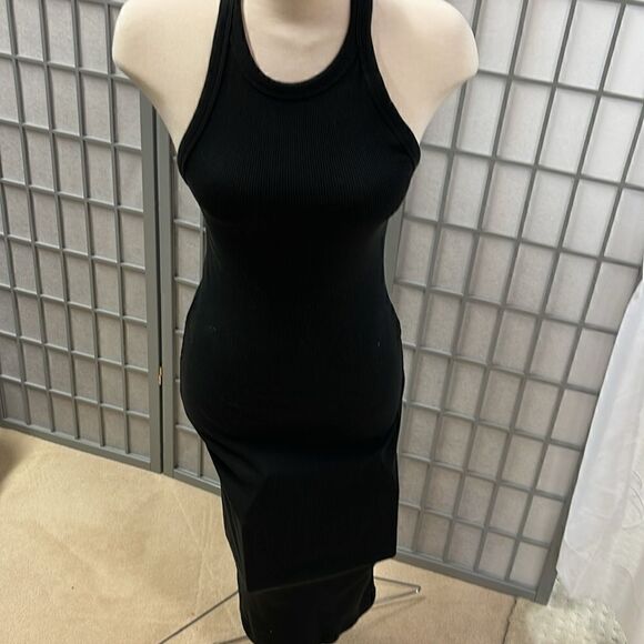 Zara Ribbed Bodycon Dress, Black Medium. - Picture 2 of 8